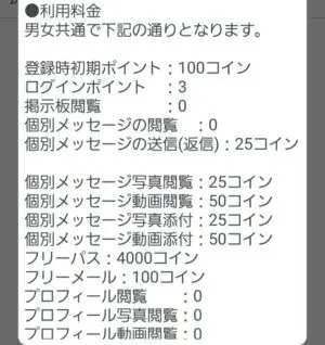 出会い アプリ キュート ポイント表