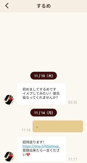 サクラ（業者）であるするめとのやり取り