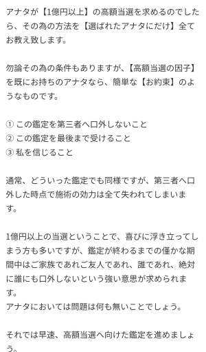 偽鑑定師からのメッセージの一部