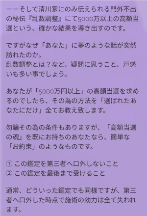 偽鑑定師からのメッセージの一部