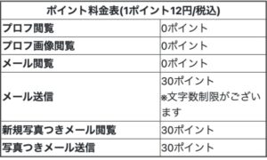 ポイント料金表